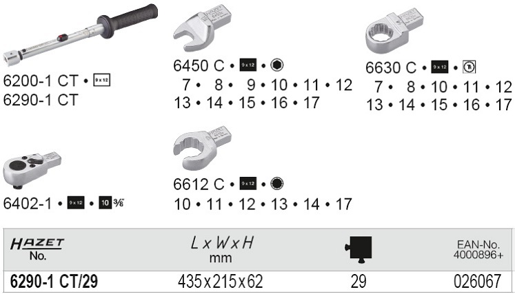 Bộ cờ lê lực Hazet 6290-1 CT/29, Hazet torque wrench set 6290-1 CT/29