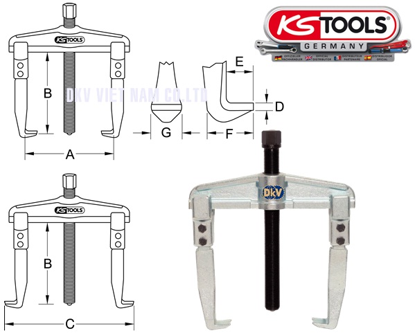 cao co khi KS Tools 620.0101, KS Tools 2 jaw puller 620.0101