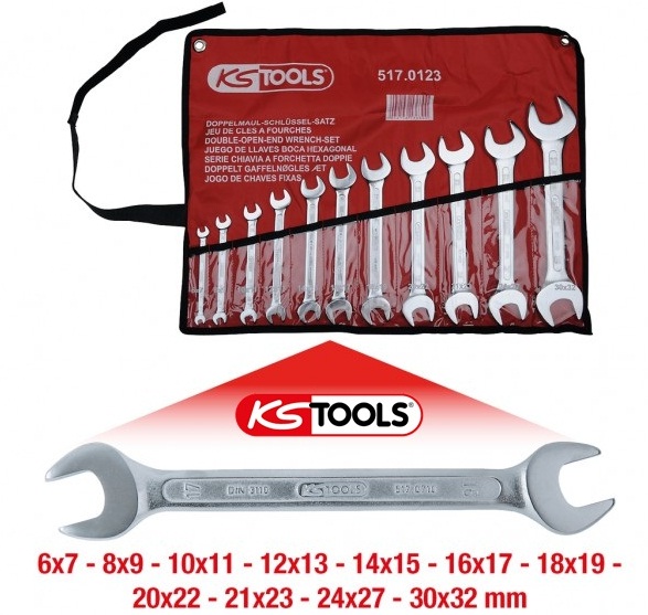 bo co le 2 đầu hở ks tools 517.0123, ks tools wrench set 517.0123