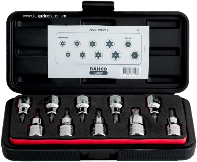 Bộ khẩu Bahco 7809TORX/10, Bahco socket set 7809TORX/10