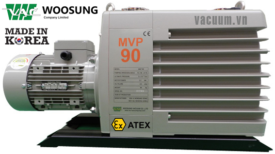 Bơm chân không chống cháy nổ Woosung MVP90 Ex, Woosung ATEX Oil Lubricated Rotary Vane Vacuum Pumps MVP90 Ex