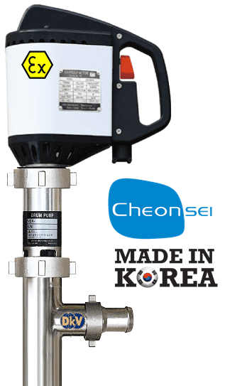 Bơm thùng phuy chống cháy nổ Cheon Sei VDR-31T-12-E4S-S, Cheon Sei eccentric screw ex-proof motor drum pump VDR-31T-12-E4S-S