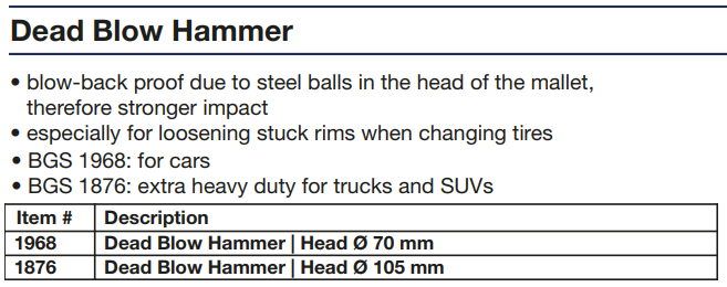 Búa cao su đầu vuông BGS 1876, BGS rubber hammer 1876