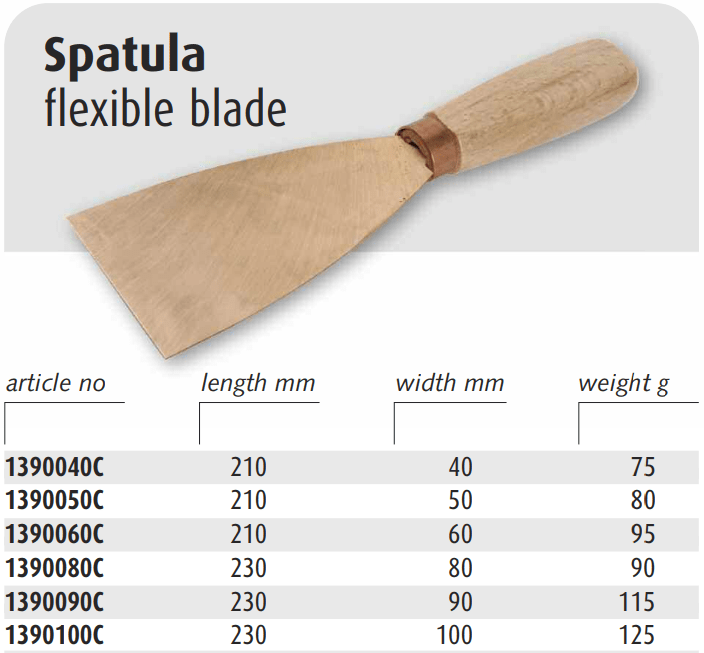 Cảo gỉ chống cháy nổ Endres 1390100C, Endres non sparking spatula flexible blade 1390100C