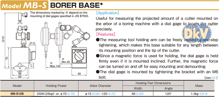 Chân đề từ Kanetec MB-S12B, Kanetec magnetic base MB-S12B