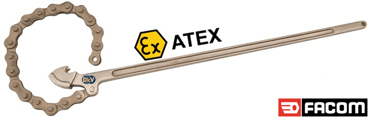 Cờ lê dây xích chống cháy nổ Facom 136A.2SR, Facom non sparking chain pipe wrench 136A.2SR