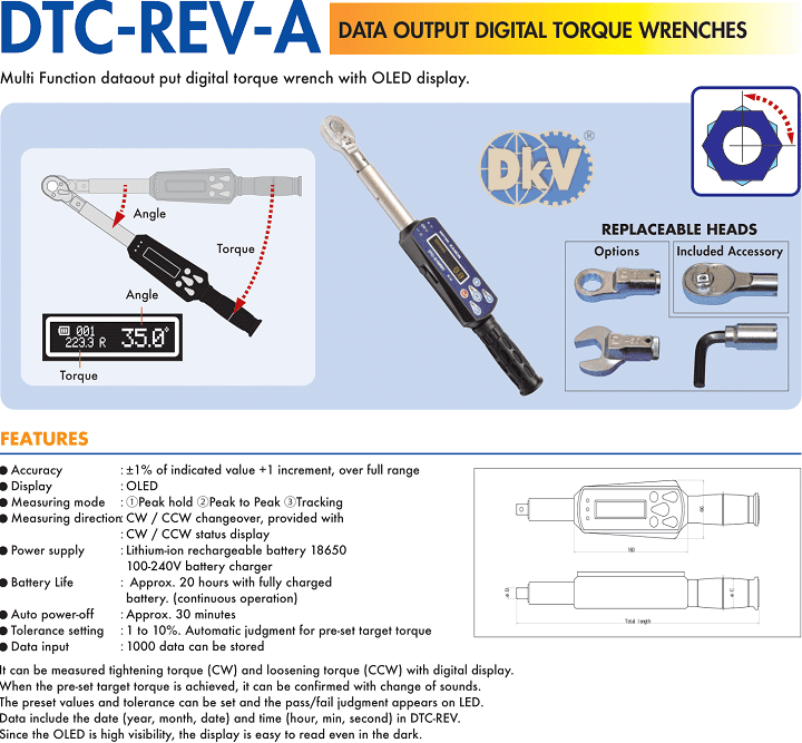 Cờ lê lực điện tử Kanon DTC-N10REV-A, Kanon digital torque wrench DTC-N10REV-A