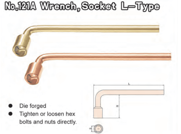 Khẩu chữ L chống cháy nổ X-Spark 121A-6, X-Spark angled socket wrenches 121A-6