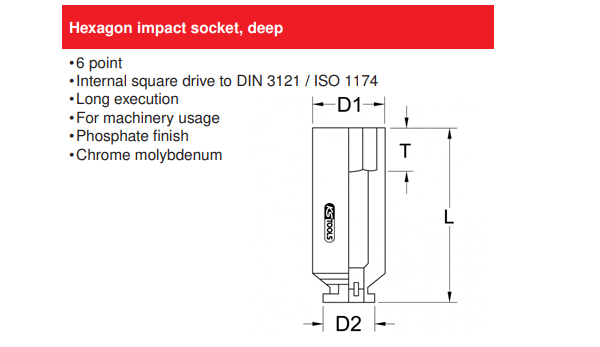 Khẩu chụp bulong KS Tools 515.1621, đầu chụp bulong KS Tools 515.1621, KS Tools  impact socket 515.1621