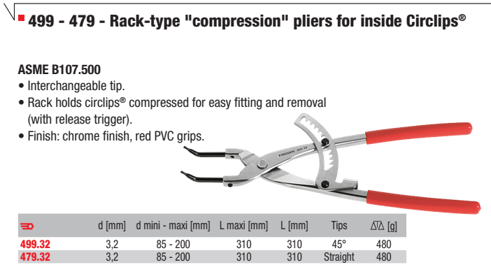 Kìm banh Facom 499.32, Facom circlip pliers 499.32