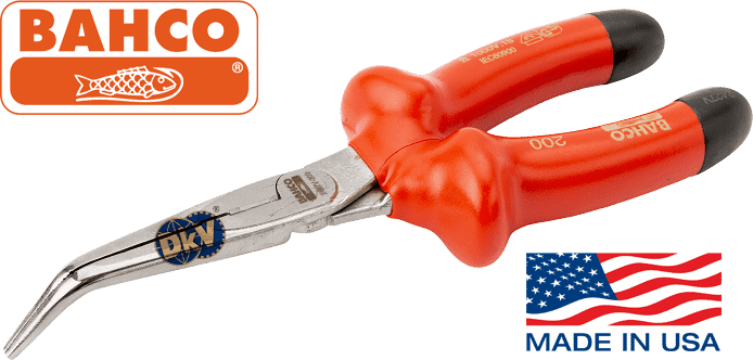 Kìm mũi nhọn cách điện Bahco 2427V-200, Bahco VDE flat nose pliers 2427V-200