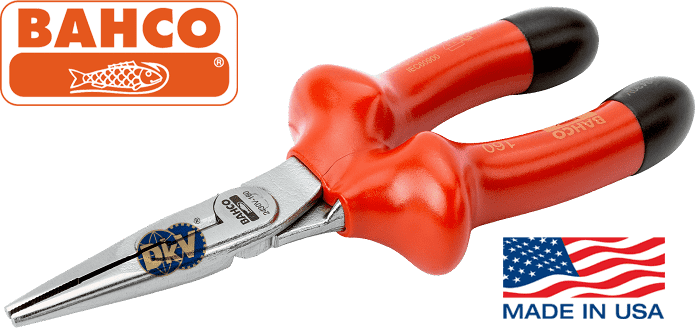 Kìm mũi nhọn cách điện Bahco 2430V-200, Bahco VDE flat nose pliers 2430V-200