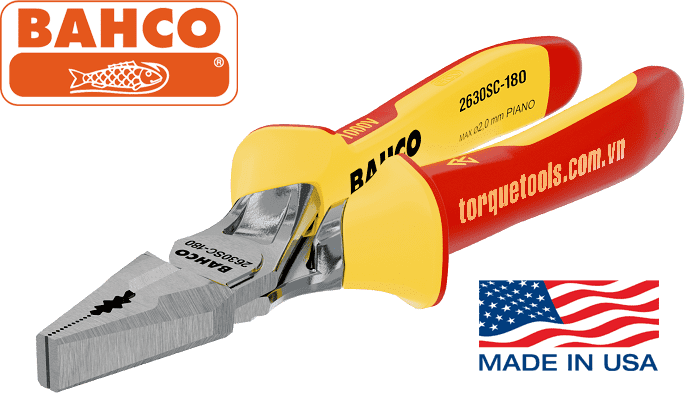 Kìm cách điện đa năng Bahco 2630 SC-180, Bahco VDE combination pliers 2630 SC-180
