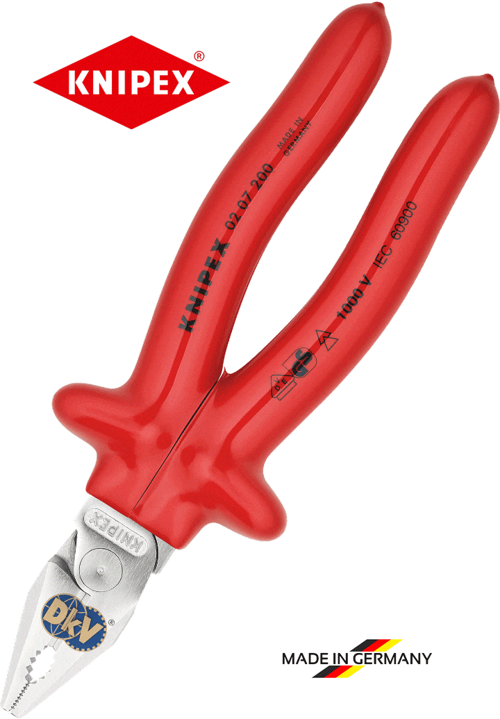 kim cach dien da nang knipex 02 07 225, knipex vde combination pliers 02 07 225