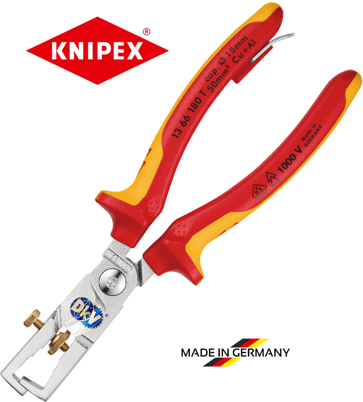 kim tuot day cach dien knipex 13 66 180 T, knipex vde wire stripping pliers 13 66 180 T