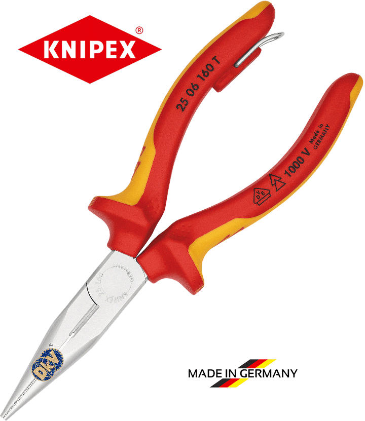 kim cach dien mo nhon da nang knipex 25 06 160 t, knipex vde round pliers 25 06 160 t