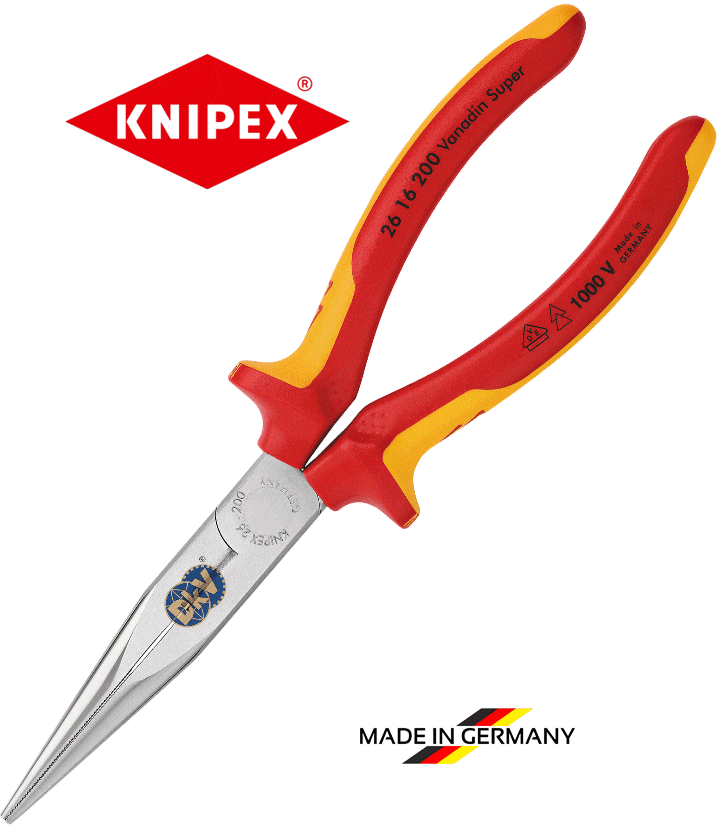 kim cach dien mo nhon knipex 26 16 200, knipex vde round pliers 26 16 200