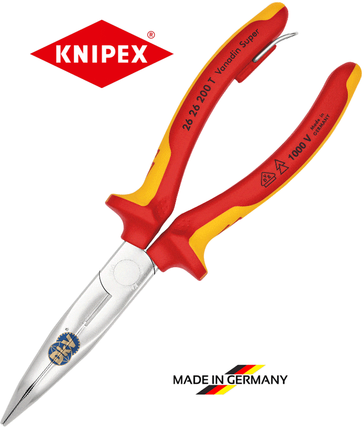 kim cach dien mo nhon knipex 26 26 200 T, knipex vde round pliers 26 26 200 T
