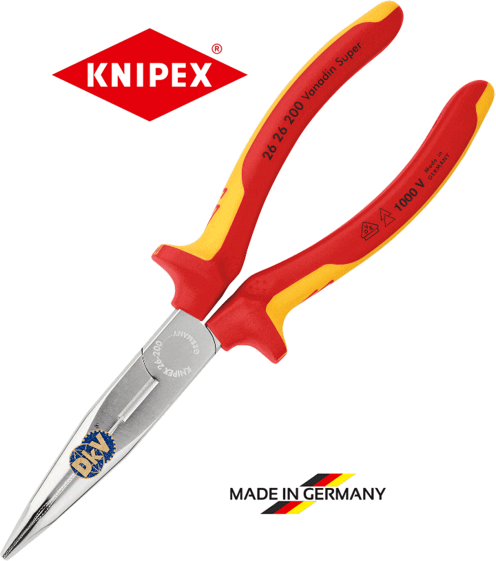 kim cach dien mo nhon knipex 26 26 200, knipex vde round pliers 26 26 200