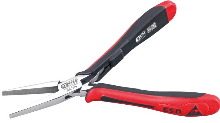 Kìm mũi phẳng chống tĩnh điện KS Tools 500.7079 , KS Tools ESD flat nose pliers 500.7079 