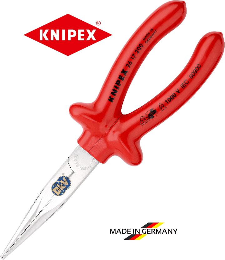 kim cach dien mo nhon knipex 26 17 200, knipex vde round pliers 26 17 200