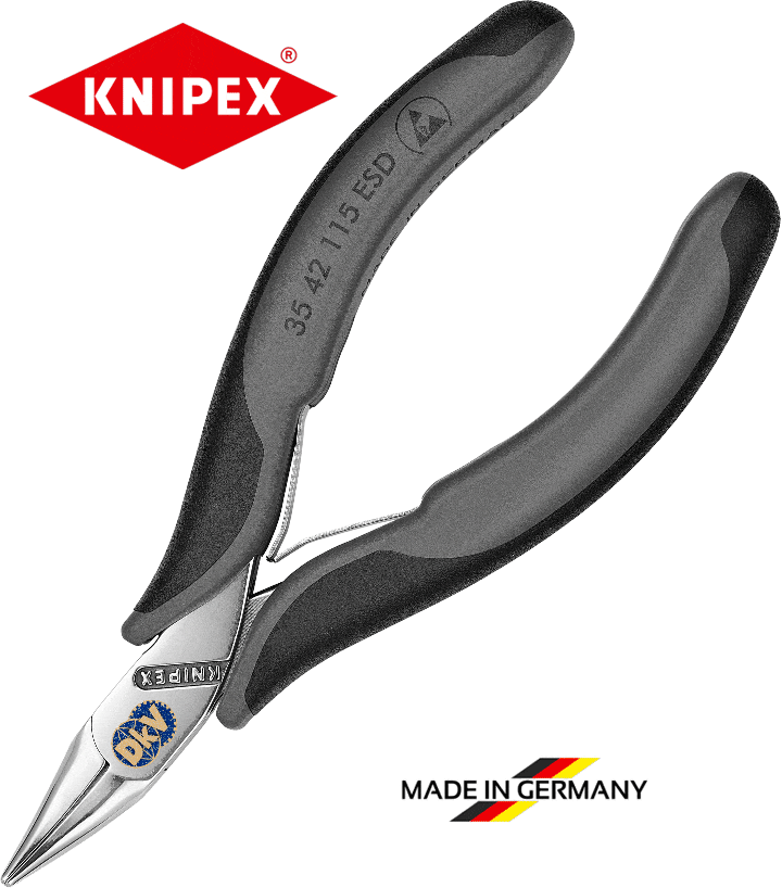 KÌM MỎ NHỌN CHỐNG TĨNH ĐIỆN KNIPEX 35 42 115 ESD | KNIPEX PRECISION ELECTRONICS GRIPPING PLIERS 32 45 115 ESD