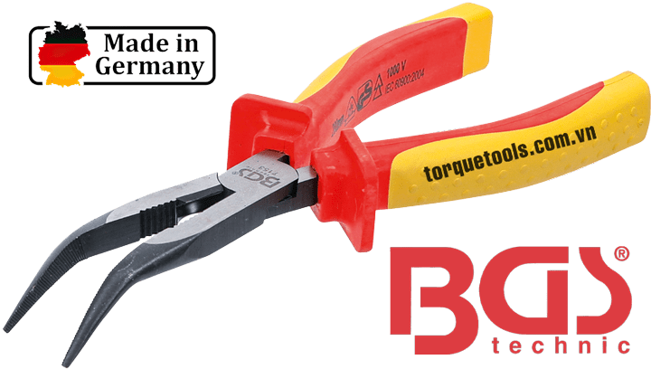 Kìm mũi nhọn cách điện BGS 7153, BGS vde round nose pliers 7153
