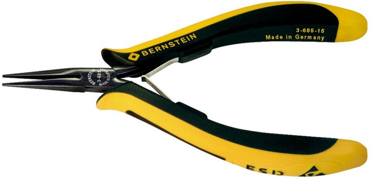 Kìm mũi nhọn chống tĩnh điện Bernstein 3-685-15, Bernstein ESD Flat Snipe Pliers 3-685-15