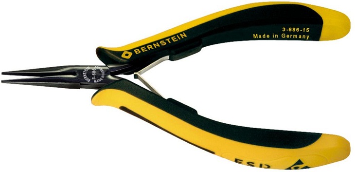 Kìm mũi nhọn chống tĩnh điện Bernstein 3-686-15, Bernstein ESD Flat Snipe Pliers 3-686-15