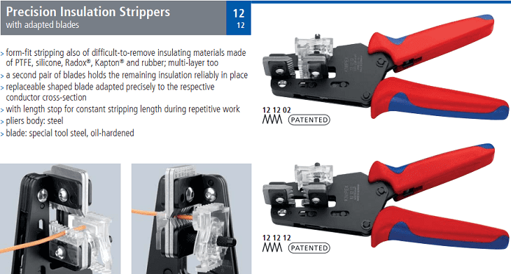 Kìm tuốt dây Knipex 12 12 13, Knipex wire stripping pliers 12 12 13