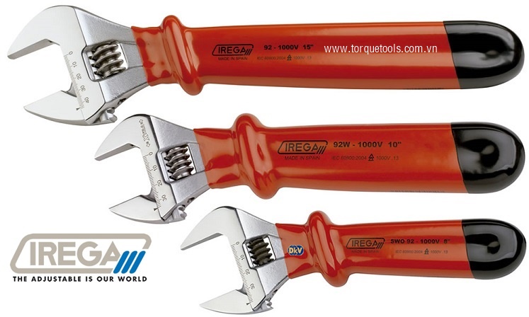 Mỏ lết cách điện Irega 92W-1000V-8", Irega isoluted adjustable spanner 92W-1000V-8"