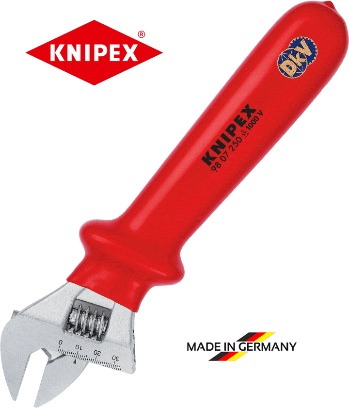 mo let cach dien Knipex 98 07 250, Knipex insulated adjustable spanner 98 07 250