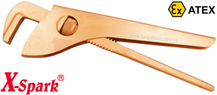 mo let răng chong chay no X-Spark 130C-1002, X-Spark non sparking adjustable pipe spanner 130C-1002