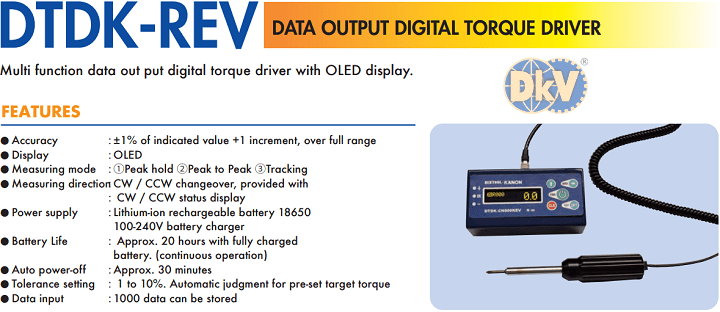 Tô vít lực điện tử Kanon DTDK-CN200REV , Kanon data output digital torque drive DTDK-CN200REV