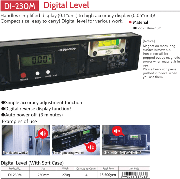Thước thủy điện tử KOD DI-230M, KOD magnetic digital level DI-230M