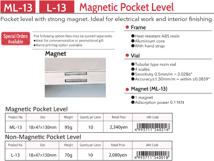 Thước thủy KOD ML-13, KOD protect armour level ML-13