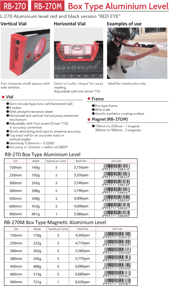 Thước thủy KOD RB-270-150, KOD global level aluminium measure RB-270-150