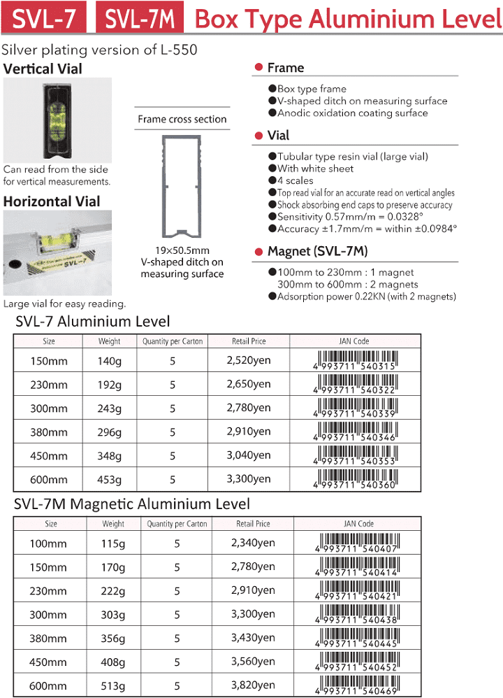 Thước thủy KOD SVL-7-150, KOD global level aluminium measure SVL-7-150