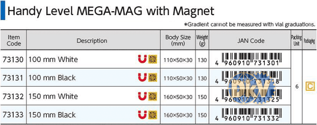 Thước thủy Shinwa 73130, Shinwa handy level Mega-Mag with magnet 73130