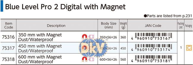 Thước thủy điện tử Shinwa 75316, Shinwa blue level pro digital with magnet measure 75316