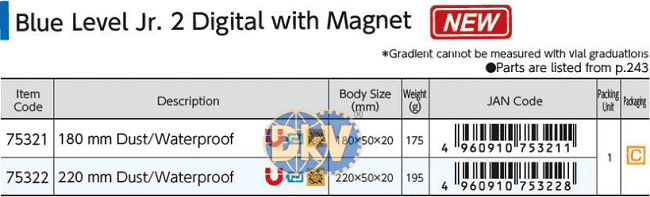 Thước thủy điện tử Shinwa 75321, Shinwa blue level digital with magnet measure 75321