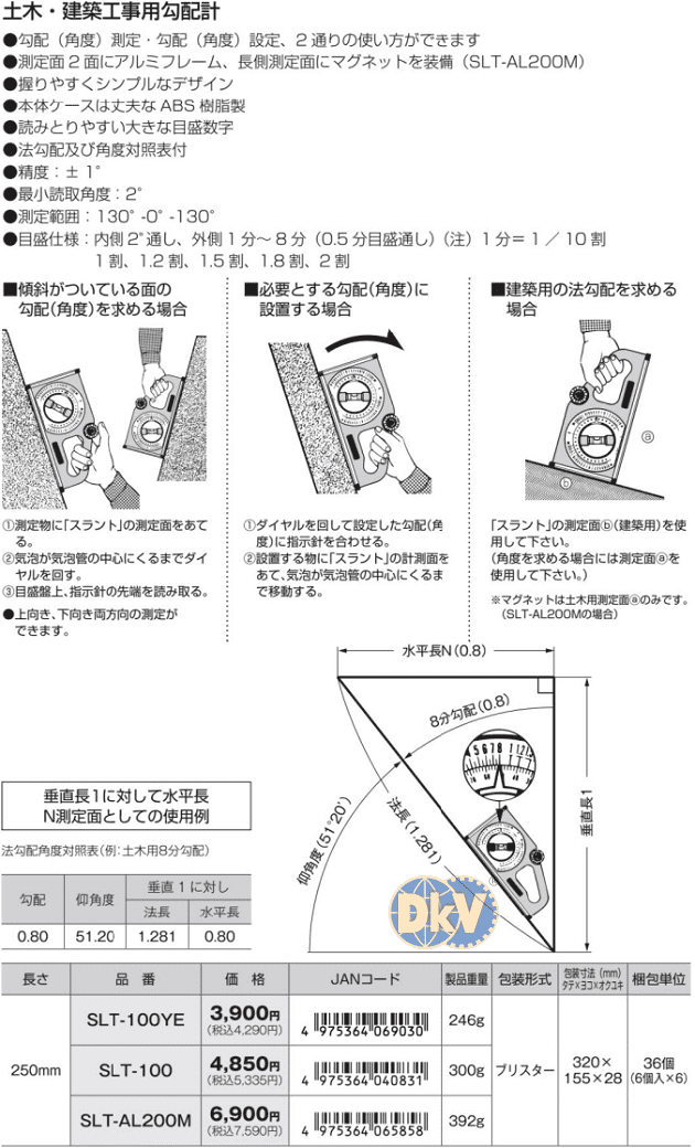Thước đo góc nghiêng Tajima SLT-100YE, Tajima slant measure SLT-100YE