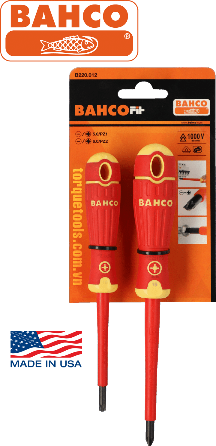 bo to vit cach dien bahco B220.012, bahco vde screwdriver set B220.012