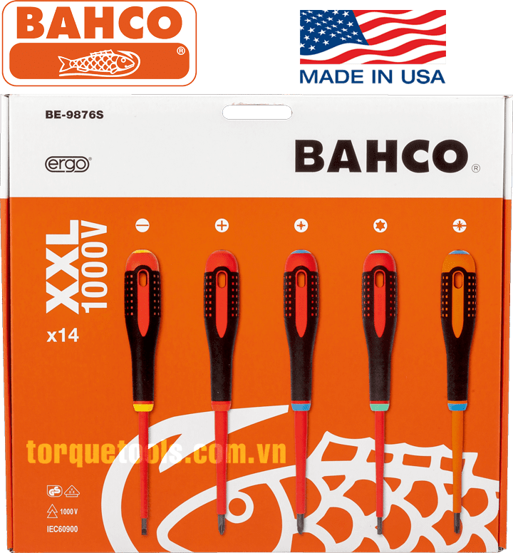 bo to vit cach dien bahco BE-9876S , bahco vde screwdriver set BE-9876S