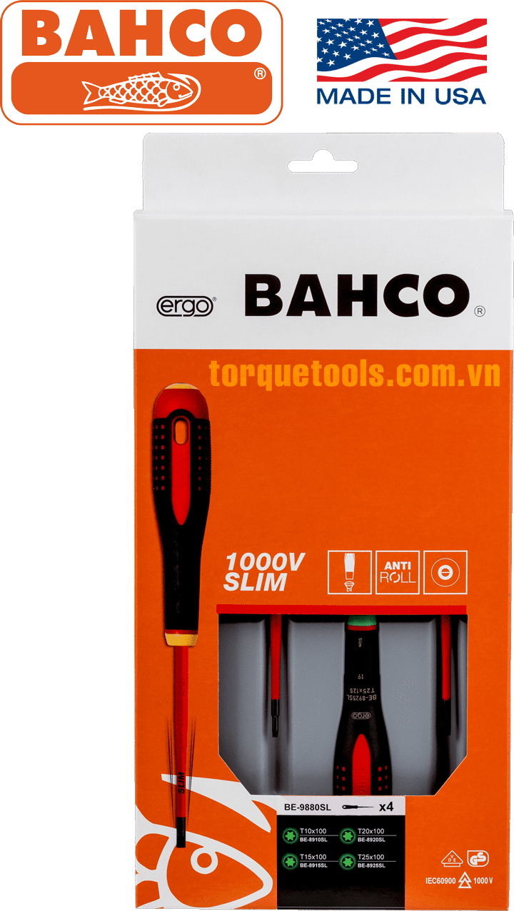 bo to vit cach dien bahco BE-9880SL , bahco vde screwdriver set BE-9880SL
