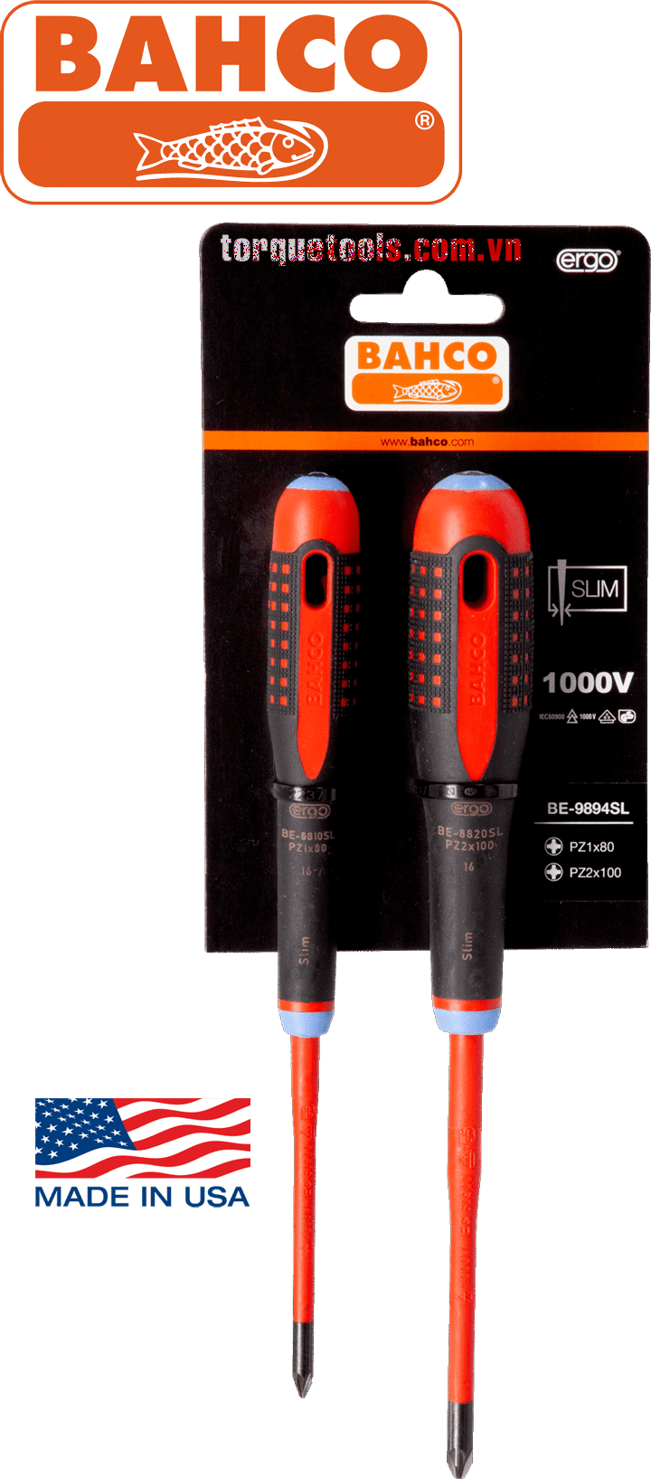 bo to vit cach dien bahco BE-9894SL, bahco vde screwdriver set BE-9894SL